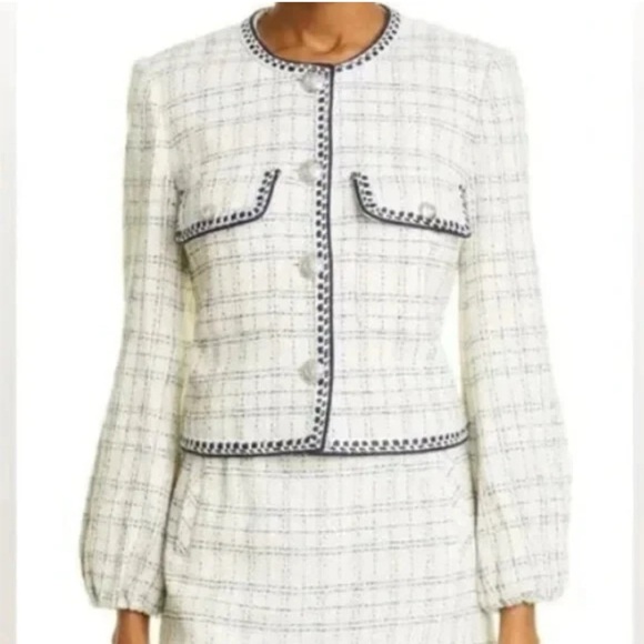 Veronica Beard Brim Cropped Jacket Tweed Blazer size 2